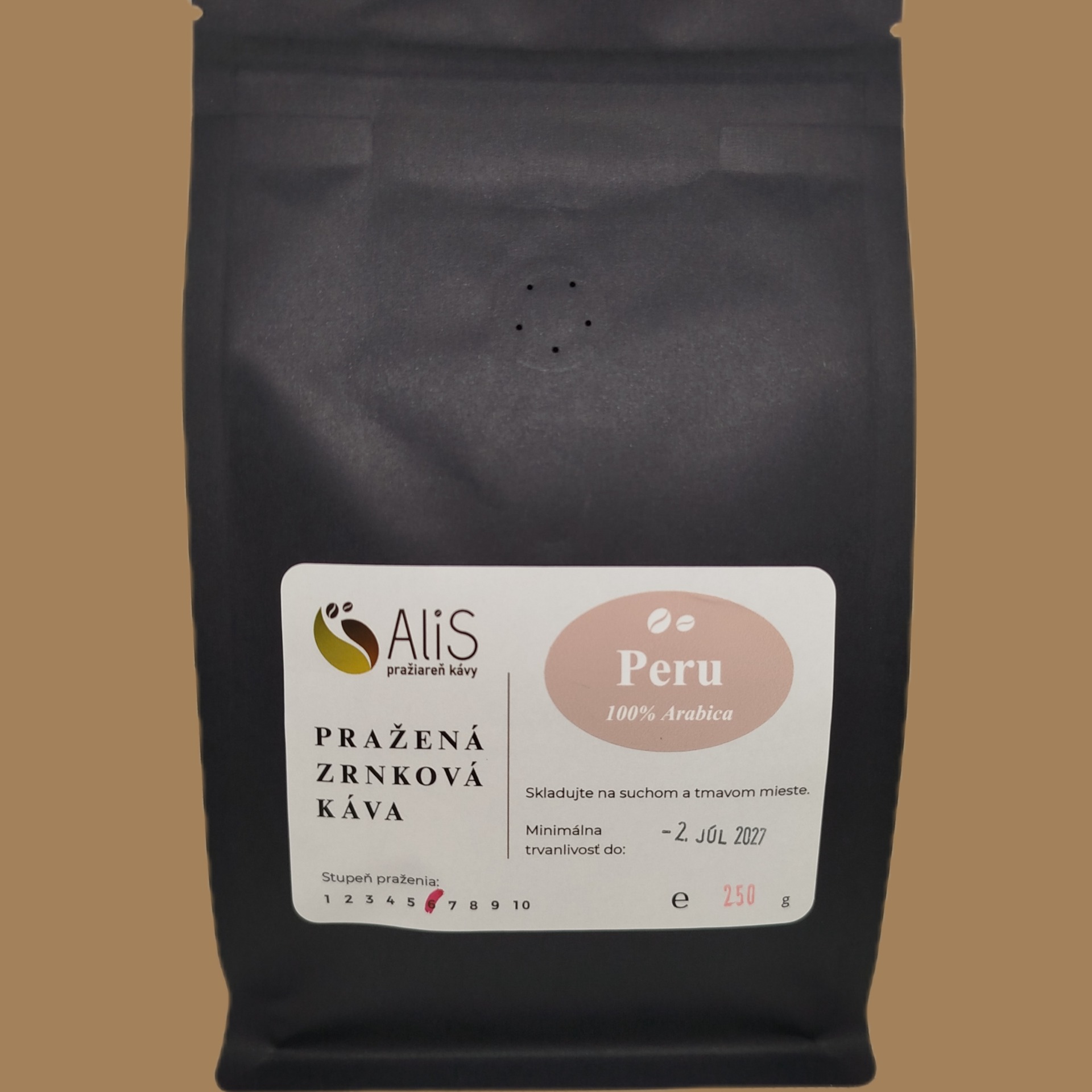 Peru 100% arabica, stupeň praženia 5.